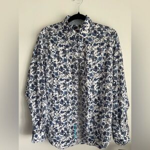 Robert Graham Classic Fit Blue Paisley Button Down Shirt Size S Contrast Cuff